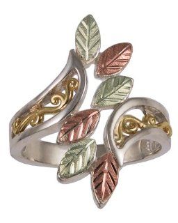 Black Hills Gold Ladies' Sterling Silver Elongated Tango Leaf Ring: Black Hills Gold Rings For Women: Jewelry