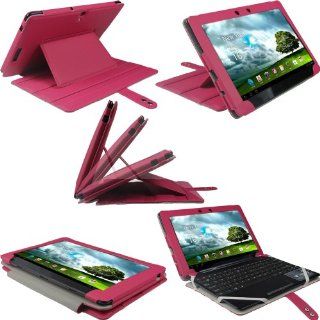 iGadgitz Pink 'Guardian' PU Leather Case Cover for Asus Eee Pad Transformer & Keyboard Dock TF300 TF300T 10.1" Android Tablet: Computers & Accessories