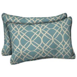 Hampton Bay Turquoise Sandollar Outdoor Lumbar Pillow (2 Pack) AC15121B 9D2