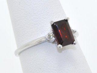 14K White Gold Diamond/Garnet Heart Ring: Jewelry