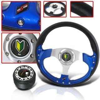 RACING STYLE STEERING WHEEL WITH HORN BADGE AND ADAPTER HUB: Automotive