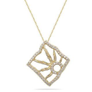 0.25 Cts Diamond Pendant in 14K Yellow Gold: Necklaces: Jewelry