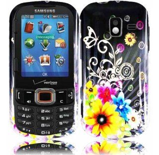 Black Colorful Flower Hard Cover Case for Samsung Intensity III 3 SCH U485: Cell Phones & Accessories