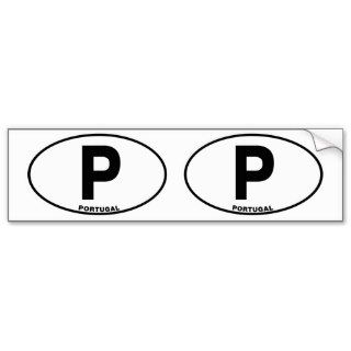 Portugal P Oval ID Identification Code Initials Bumper Stickers