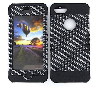 3 IN 1 HYBRID SILICONE COVER FOR APPLE IPHONE 5 HARD CASE SOFT BLACK RUBBER SKIN EYES ON BLACK BK TE485 KOOL KASE ROCKER CELL PHONE ACCESSORY EXCLUSIVE BY MANDMWIRELESS: Cell Phones & Accessories