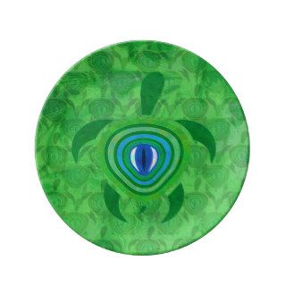 Green Eye Turtle Porcelain Plates