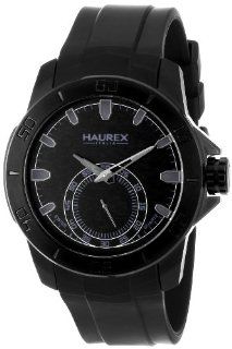 Haurex Italy Men's 3N503UNN Acros Black Ion Plated Coated Stainless Steel Rubber Strap Watch: Watches