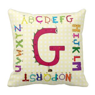 Funny Fellows™ Cartoon Character Alphabet Letter G Pillows