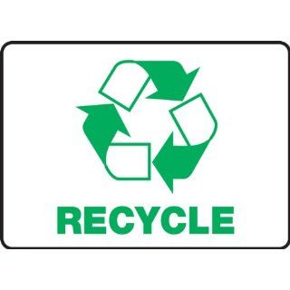 Accuform Signs MRCY508VS Adhesive Vinyl Sign, Legend "RECYCLE" with Graphic, 10" Width x 14" Length, Green on White: Recycle Sign Sticker: Industrial & Scientific