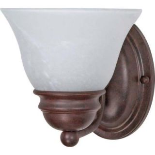 Glomar Empire 1 Light Old Bronze Vanity with Alabaster Glass Bell Shades HD 344