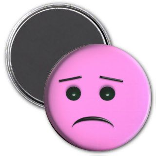 Frowny Face   Pink Fridge Magnets