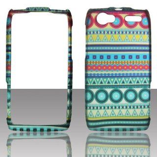 Blue Aztec Tribal 2D Rubberized finish touch Design for Motorola Electrify 2 XT881 (US Cellular) Cell Phone Snap On Hard Protective Case Cover Skin Faceplates Protector Cell Phones & Accessories