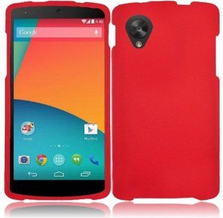 Rubberized Plastic Red Hard Cover Snap On Case For Google Nexus 5 W/ Free Car Charger (StopAndAccessorize): Cell Phones & Accessories