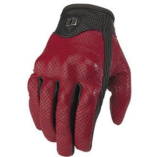 Icon Pursuit Leather Gloves Red 3XL: Automotive