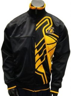 Los Angeles Lakers Vanguard Yellow Logo Black Track Jacket Large: Clothing