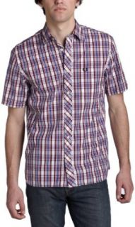 Fred Perry Men's Short Sleeve Tartan Shirt, White/Red/Rich Blue, X Small at  Mens Clothing store