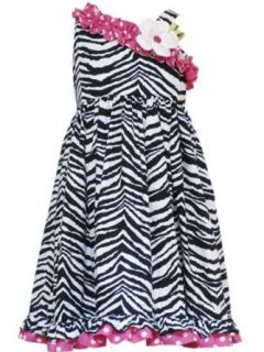 Rare Editions Girls 2T 6x Zebra Print 1 Shoulder Cotton Dress, 2T: Playwear Dresses: Clothing