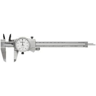 Mitutoyo 505 675 Dial Calipers, Inch, Orange Face, for Inside, Outside, Depth and Step Measurements, Stainless Steel, 0" 6" Range, +/ 0.001" Accuracy, 0.001" Resolution, 40mm Jaw Depth: Fractional Dial Caliper: Industrial & Scientif