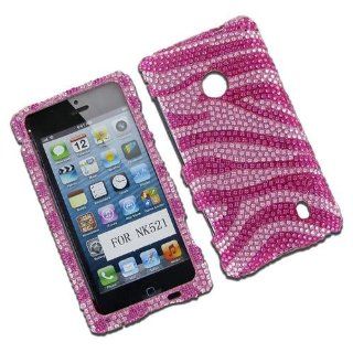 Nokia 520/ 521 (Lumia) Full Diamond Hot Pink Zebra Protective Case: Cell Phones & Accessories
