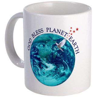 CafePress God Bless Planet Earth Mug   Standard: Kitchen & Dining