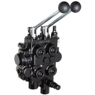 Prince RD523CCEA5A4B1 Directional Control Valve, Monoblock, Cast Iron, 2 Spool, 4 Ways, 3 Positions, Tandem, Pressure Release Detent 1 Position Detent, Spool "Out" Only, Spring Center, Spring Center, Lever Handle, 3000 psi, 25 gpm, In/Out: 3/4&qu