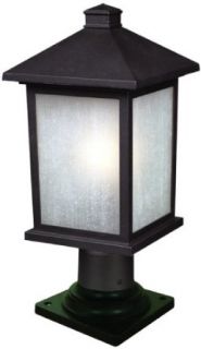 Z Lite 507PHM 533PM BK Holbrook Outdoor Post Light, Metal Frame, Black Finish and White Seedy Shade of Glass Material   Outdoor Post Light Fixtures  