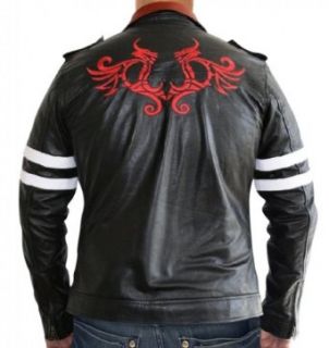 Alex Dragon Game Jacket   Black PU Leather Jacket: Adult Sized Costumes: Clothing