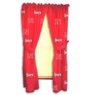 NCAA Printed Curtain Panel Pair Size: 42" X 63", NCAA Team: Nebraska   Sports Fan Window Treatment Curtains