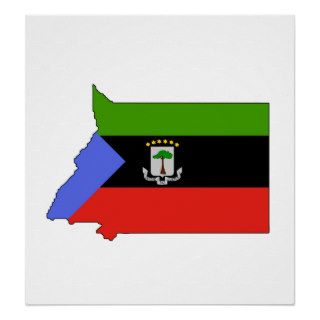Equatorial Guinea Flag Map full size Print