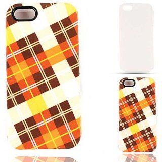 1 PIECE ACCESSORY CASE COVER FOR APPLE IPHONE 5 JELLY ORANGE PLAID: Cell Phones & Accessories