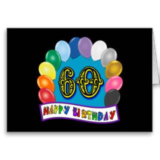 60th Happy Birthday Balloons Merchandise Cards
