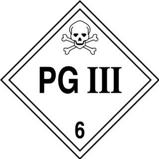 Accuform Signs MPL604VS50 Adhesive Vinyl Hazard Class 6 DOT Placard, Legend "PG III 6" with Graphic, 10 3/4" Width x 10 3/4" Length, Black on White (Pack of 50): Industrial Warning Signs: Industrial & Scientific