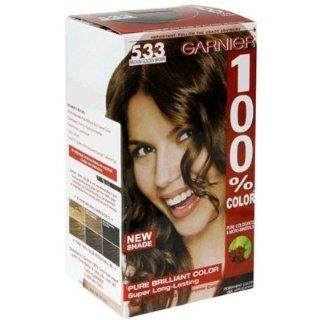 Garnier 100% Color Vibrant Colors by Nutrisse Vitamin Enriched Gel Creme Color with Vitamins B3 & B6 and Micro Minerals, Medium Golden Brown 533 : Chemical Hair Dyes : Beauty