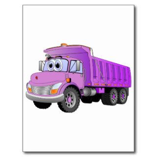 Purple Dump Truck Cartoon Post Card