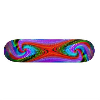 Red Purple Fishbone Fractal Skateboard