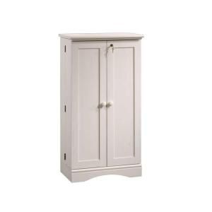 SAUDER Harbor View Collection 24 1/8 in. W x 44 3/4 in. H x 14 1/8 in. D Antiqued White Multimedia Storage Cabinet DISCONTINUED 158050