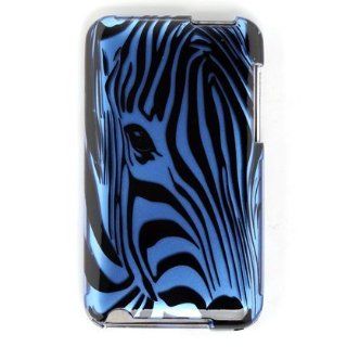 Premium Designer Hard Crystal Snap on Case for Apple iPod Touch 2, 3, 3rd Generation 8GB, 32GB, 64GB   Cool Safari Blue Zebra Full Face Print : MP3 Players & Accessories
