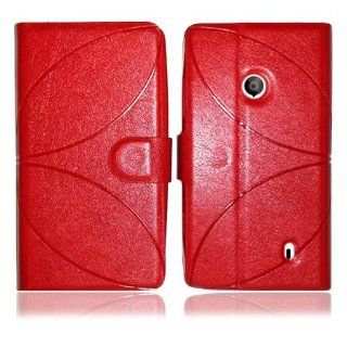 Nokia Lumia 521 Red Leather Stand Flip Case: Cell Phones & Accessories