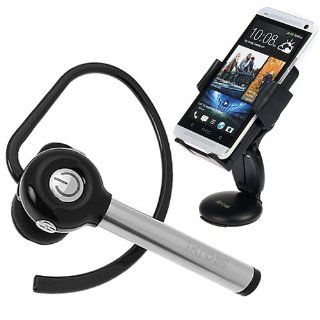 iKross Silver/ Black Wireless Bluetooth Handsfree Headset + 3in1 Windshield / Dashboard / Air Vent Car Mount Holder for Apple iPhone 5c 5s 5 4s; Nokia Lumia 610/ 635/ Icon (929)/ 1520/ 1020/ 520/ 620/ 925/ 928/ 521: Cell Phones & Accessories