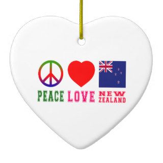 Peace Love New Zealand Christmas Ornaments