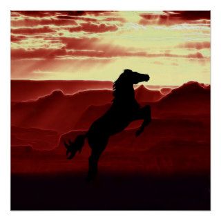 A rearing horse silhouette print