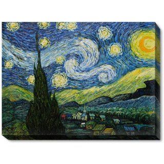 overstockArt Van Gogh Starry Night with Gallery Wrap 30 by 40 Inch Canvas   Oil Paintings