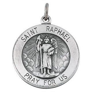 St. Saint Raphael Medal Pendant With 18 Inch Chain Sterling Silver R16328: Stuller: Jewelry