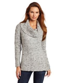 525 America Women's Shaker Tweed Cowl Neck Sweater, Grey Combo, Medium Pullover Sweaters