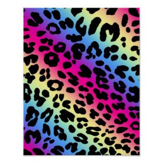 Neon Rainbow Leopard Pattern Print