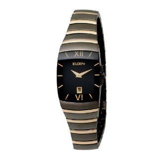 Elgin Women's EG543 Black Ion Plating and Gold Tone Bracelet Watch: Watches