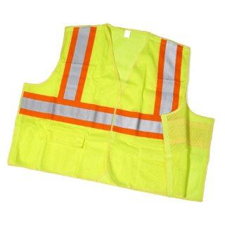 Mutual 16386 Polyester ANSI Class 2 Mesh Tearaway Vest with Pockets and 4" Orange/Silver/Orange Reflective Tape, Medium, Lime: Safety Vests: Industrial & Scientific