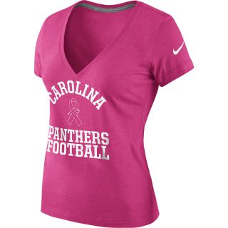 NIKE Womens Carolina Panthers Breast Cancer Awareness V Neck T Shirt   Size: