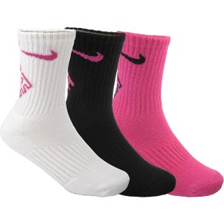 NIKE Kids Graphic Crew Socks   3 Pack   Size: 6 7, Pink/white/black