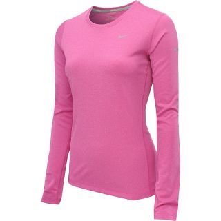 NIKE Womens Miler Long Sleeve Running Top   Size: Large, Club Pink/pure